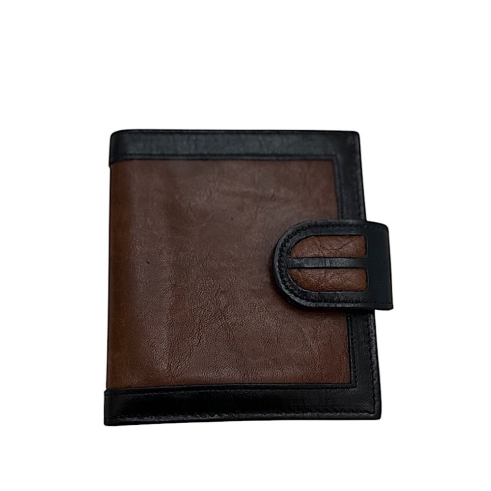 NOYMER - CLASSIC BROWN LEATHER COMPACT BI-FOLD SNAP WALLET